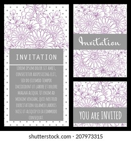 Set of invitations with floral background