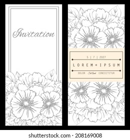 Set of invitations with floral background