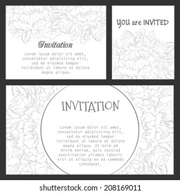 Set of invitations with floral background