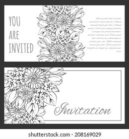 Set of invitations with floral background
