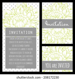 Set of invitations with floral background