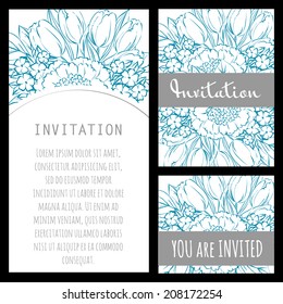 Set of invitations with floral background