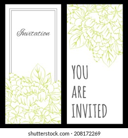 Set of invitations with floral background