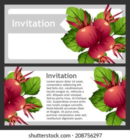 Set of invitations with floral background