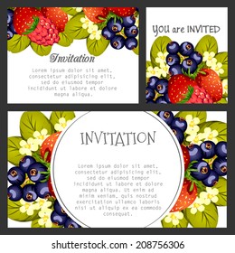 Set of invitations with floral background