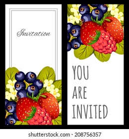 Set of invitations with floral background
