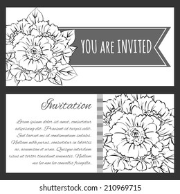 Set of invitations with floral background