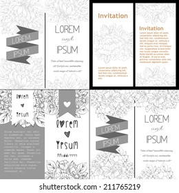 Set of invitations with floral background
