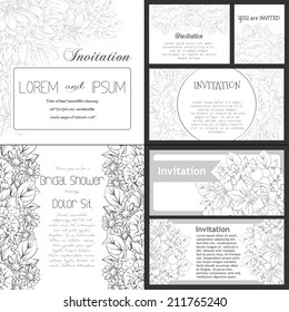 Set of invitations with floral background
