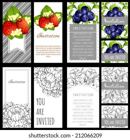 Set of invitations with floral background