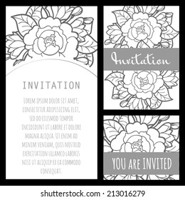Set of invitations with floral background