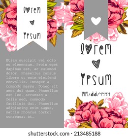 Set of invitations with floral background