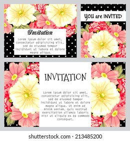 Set of invitations with floral background