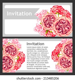 Set of invitations with floral background
