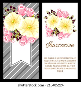 Set of invitations with floral background