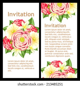 Set of invitations with floral background