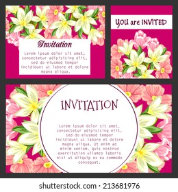 Set of invitations with floral background