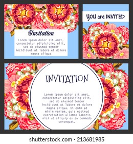 Set of invitations with floral background