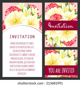 Set of invitations with floral background