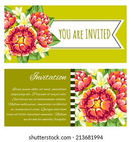Set of invitations with floral background