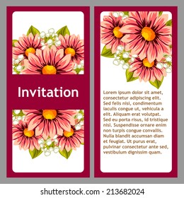 Set of invitations with floral background