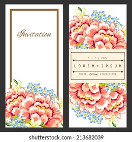 Set of invitations with floral background