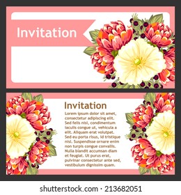 Set of invitations with floral background
