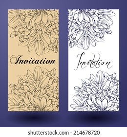 Set of invitations with floral background