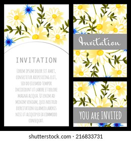 Set of invitations with floral background