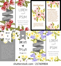 Set of invitations with floral background
