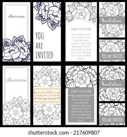 Set of invitations with floral background