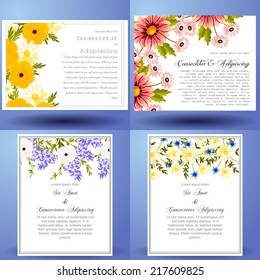 Set of invitations with floral background