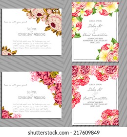Set of invitations with floral background