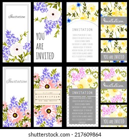 Set of invitations with floral background