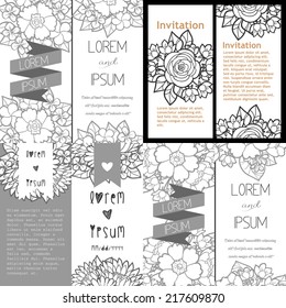 Set of invitations with floral background
