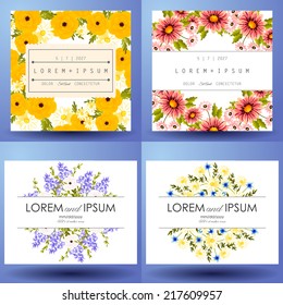 Set of invitations with floral background