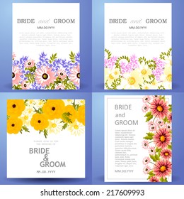 Set of invitations with floral background