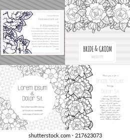 Set of invitations with floral background
