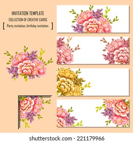 Set of invitations with floral background