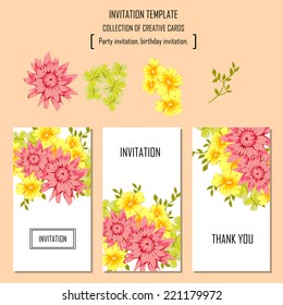 Set of invitations with floral background