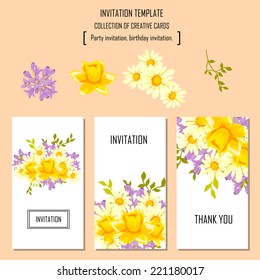 Set of invitations with floral background