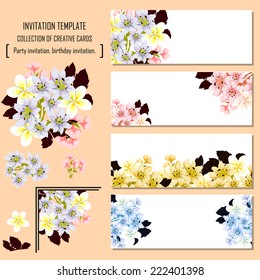 Set of invitations with floral background