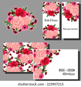 Set of invitations with floral background