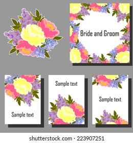 Set of invitations with floral background