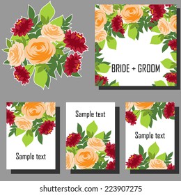 Set of invitations with floral background