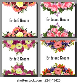 Set of invitations with floral background