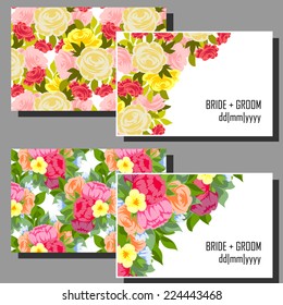 Set of invitations with floral background