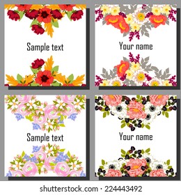 Set of invitations with floral background