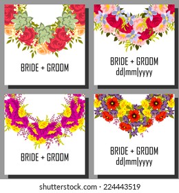 Set of invitations with floral background