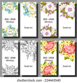 Set of invitations with floral background